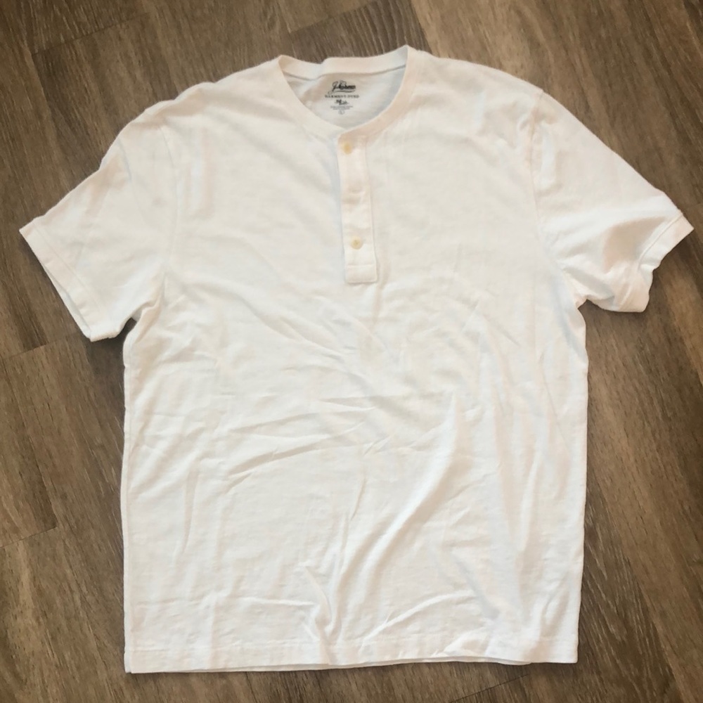 J. Crew, white Slub cotton Henley T-Shirt. Size Large.